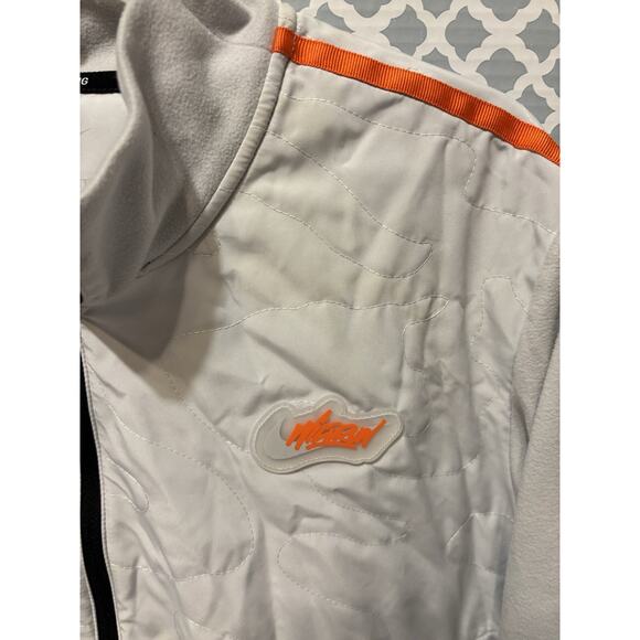 Nike Shirt Men's Med Gray Orange Running Dri Fit Wild Run Element 1/2 Zip Mock - Picture 3 of 5